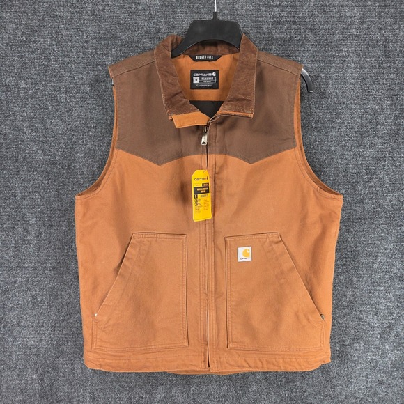 Carhartt Mens Montana Rugged Flex Duck Vest Medium Brown OV6433 Relaxed Fit NWT
